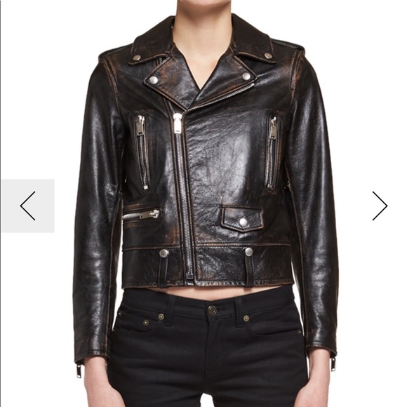 SAINT LAURENT distressed leather biker jacket! - Picture 2 of 5